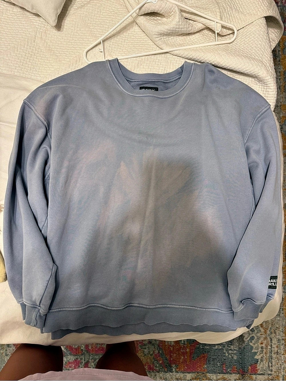 Daily Drills Unisex Oversized Crew Cotton Sweatshirt Blue XS